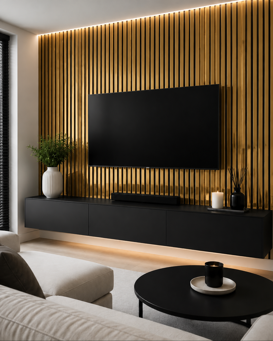 Shiny Gold 01G-280 | 280cm | Acoustic Slat Wall Panel