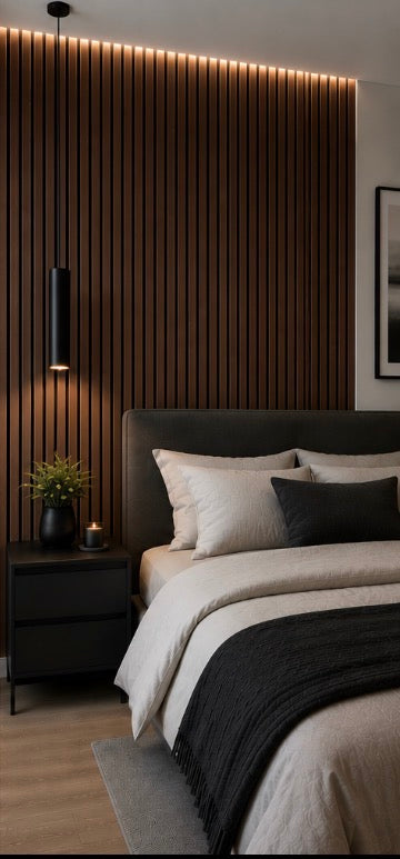 Acoustic Slat Wall Panel - Walnut close-up