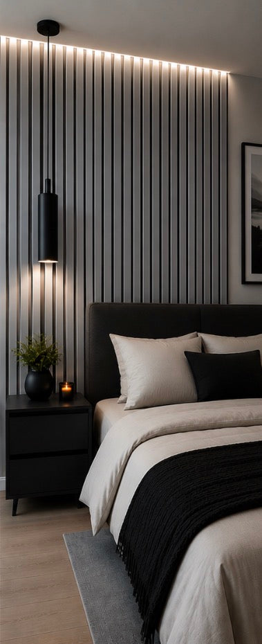 Acoustic Slat Wall Panel - Metallic Light Grey close-up