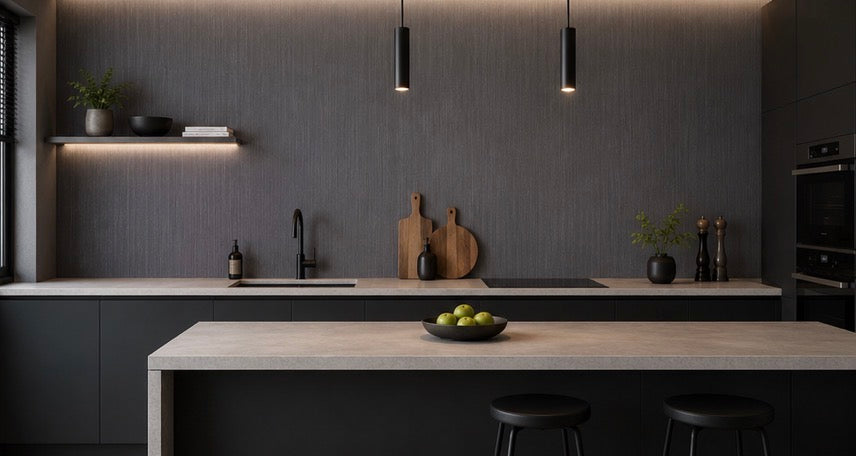 Dark Grey PVC Wall Panel in modern bathroom