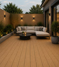 Oak 03 composite decking board installed on outdoor patio