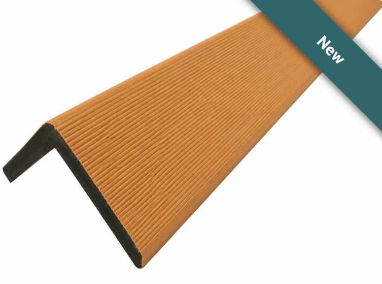Oak outdoor corner strip trim angled view