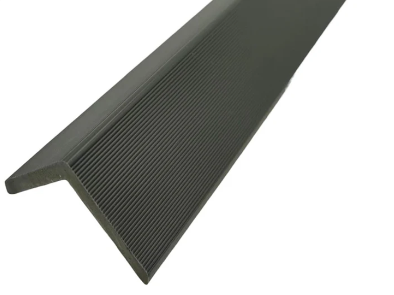 Grey outdoor corner strip trim angled view