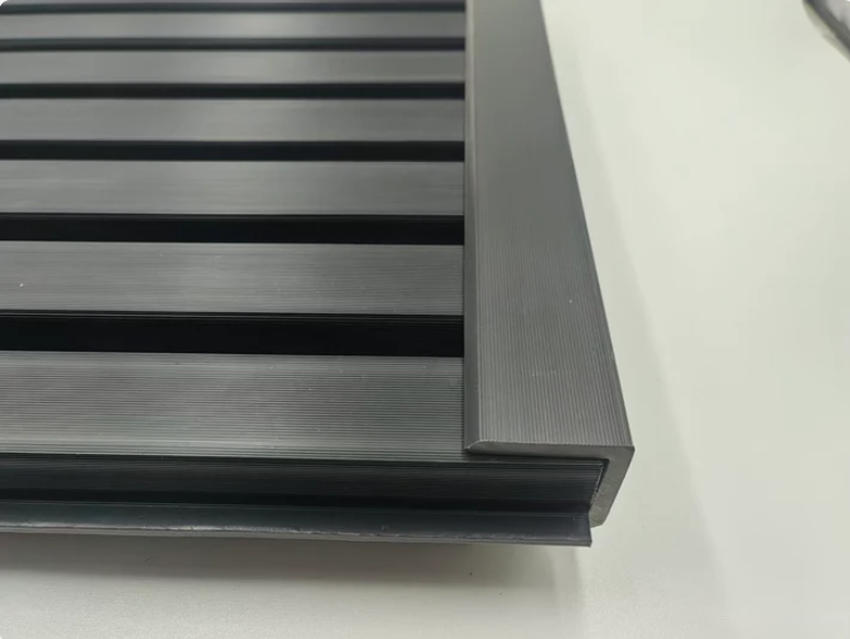 Black exterior cladding trim installed view