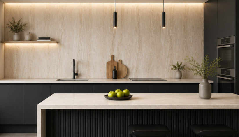 Cream PVC Wall Panel in a modern kitchen setting